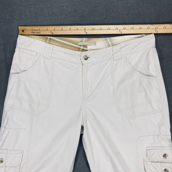 Columbia Cargo Capri Pants Sz 14 Cream Straight Leg Summer Beach Coastal Comfort - Picture 8 of 13